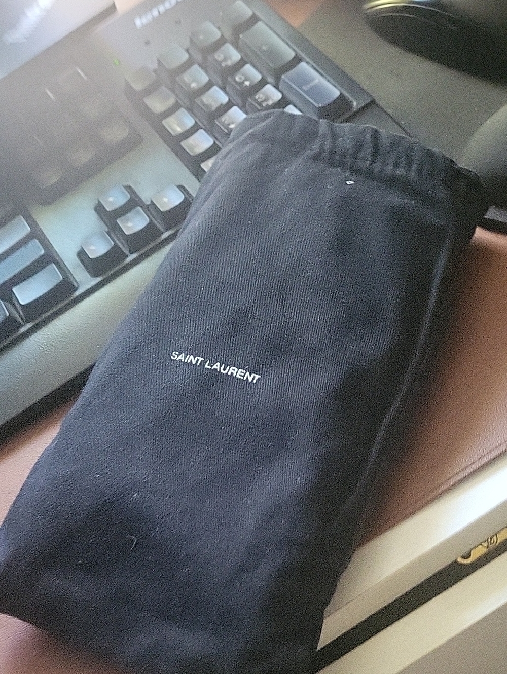 Saint Laurent Black Men's Pants Dust Bag Drawstring Pouch